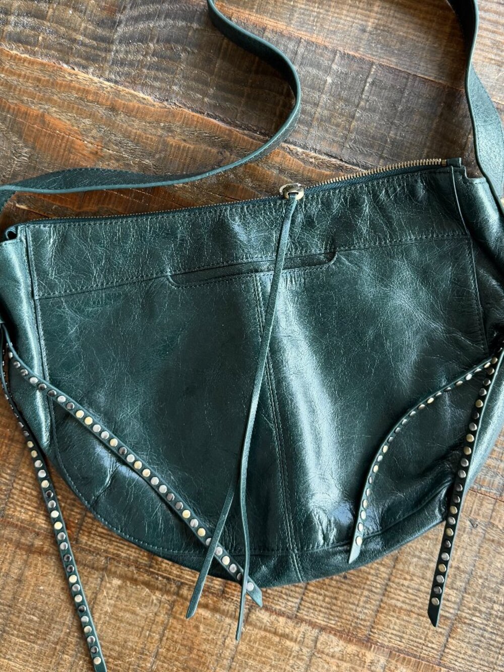 HOBO International Studded Green Leather Bag - Picture 3 of 11